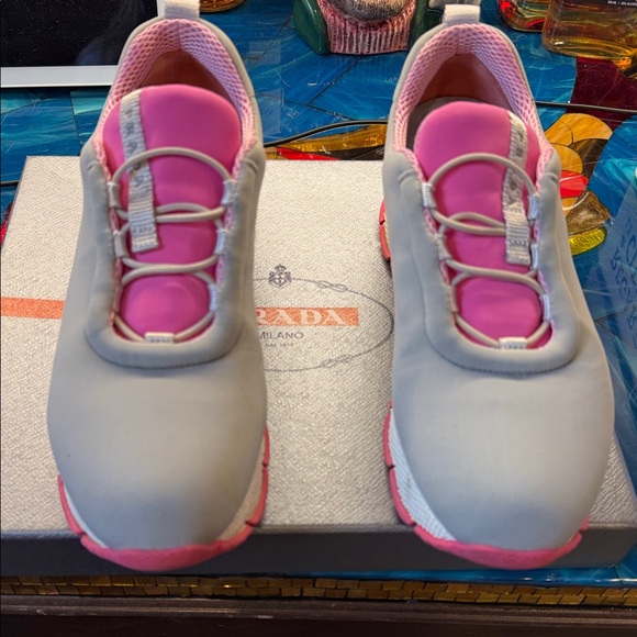 Prada Shoes - Prada Sneakers – Gray & Pink | Sporty Luxe Style size 37.5